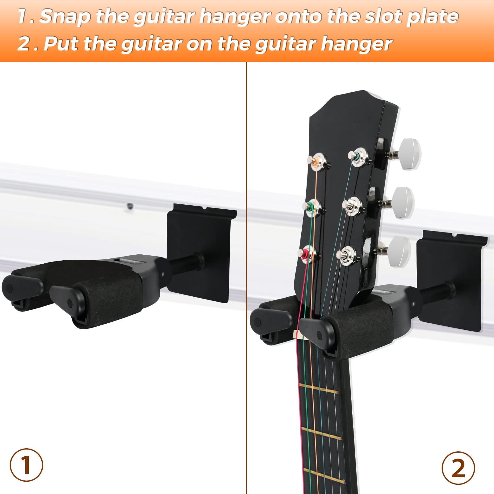 EASTROCK Slatwall Guitar Wall Hanger, Guitar Wall Mount Locking, Guitar Display Hanger Wall Hook Holder, Slot Plate Guitar Wall